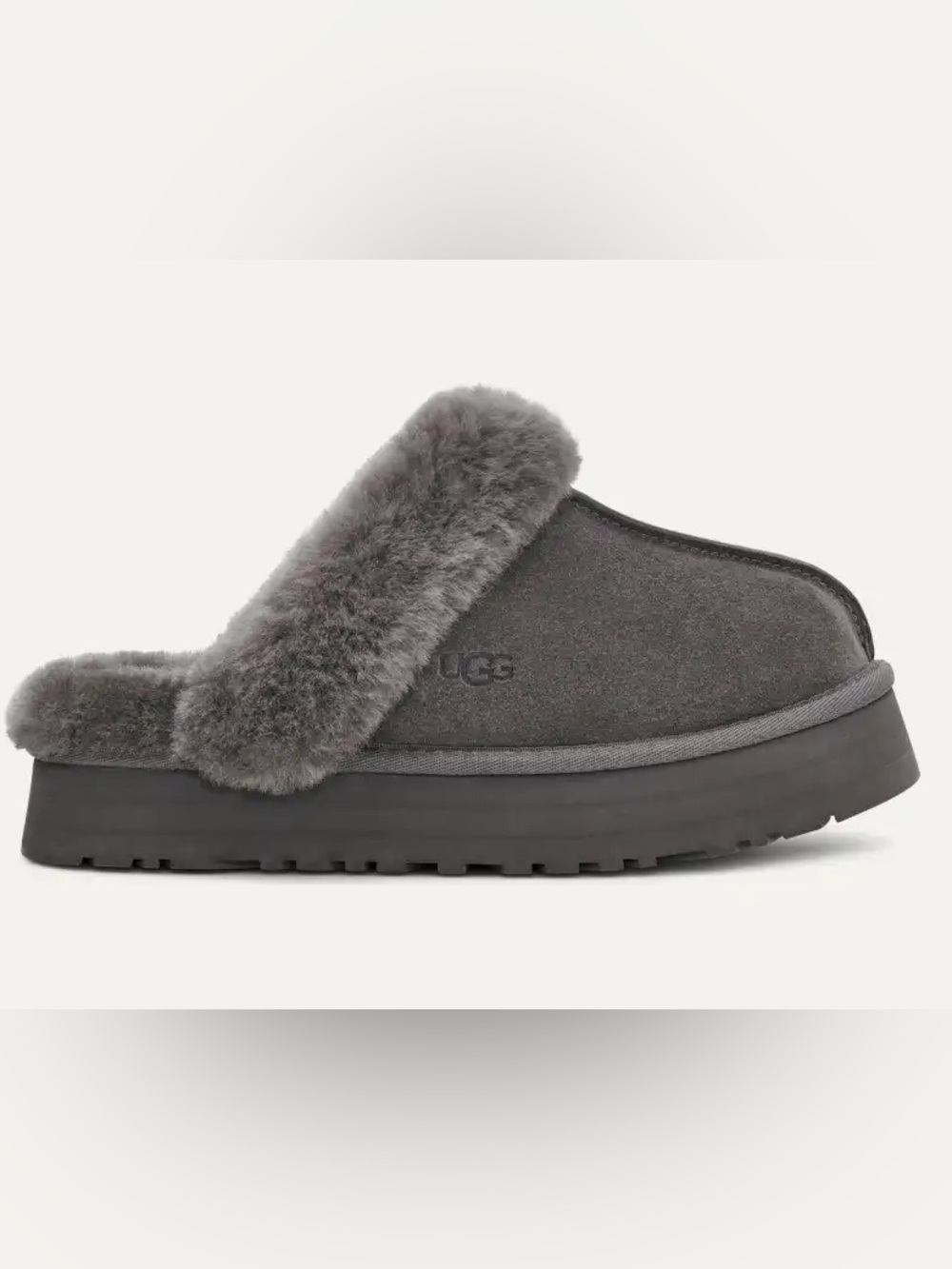 UGG Disquette Platform Slipper Slide in Charcoal Like New